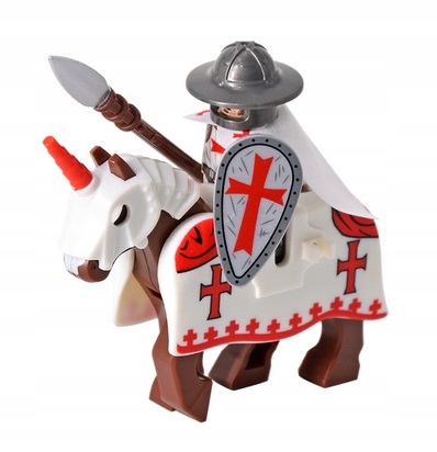 

klocki figurka Wojownik Rycerz Templariusz koń