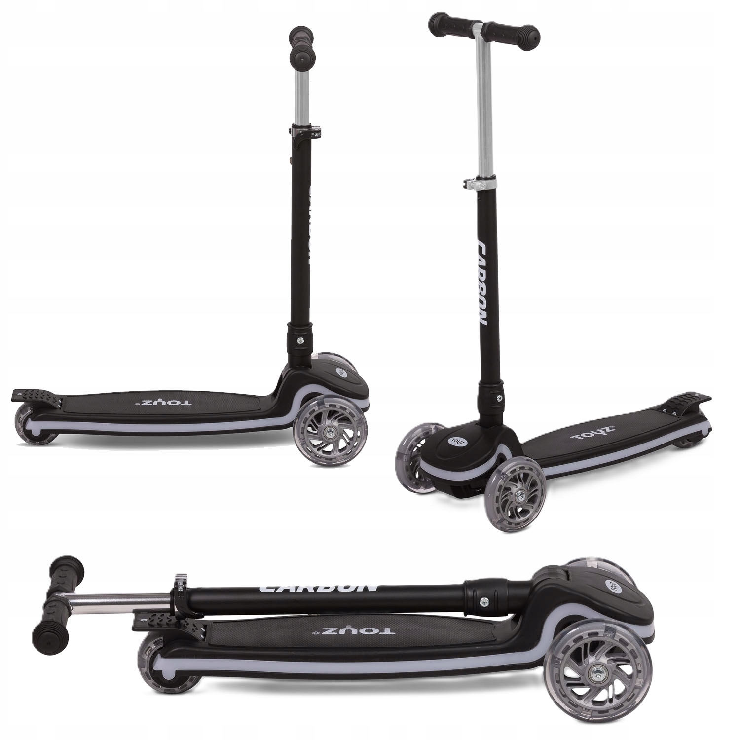 ToyZ Hulajnoga Caretero Carbon 3-kołowa balansująca stabilna Black