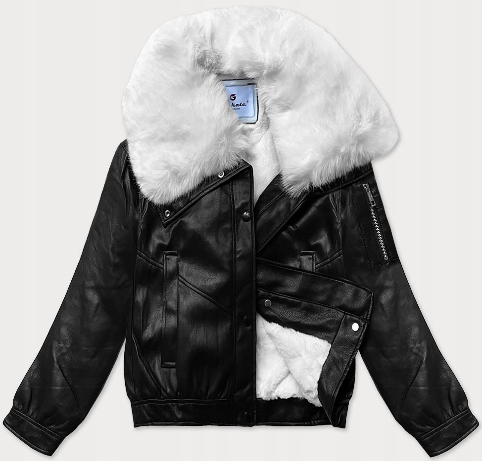 Kožená Bunda LU98090 Černobílá S (36)