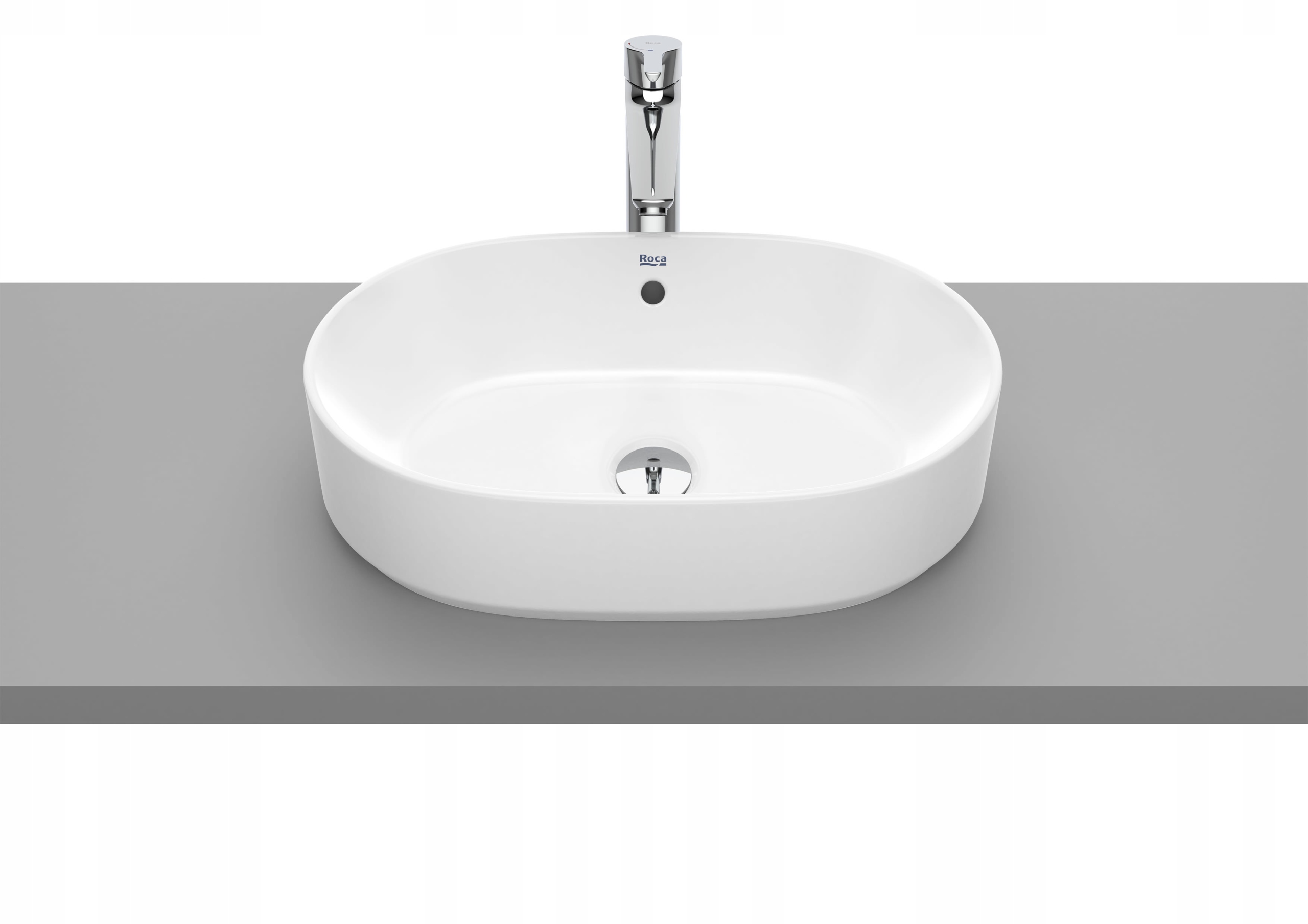 Umywalka nablatowa Gap Round owalna ceramiczna 550 x 390 x 130 mm Roca