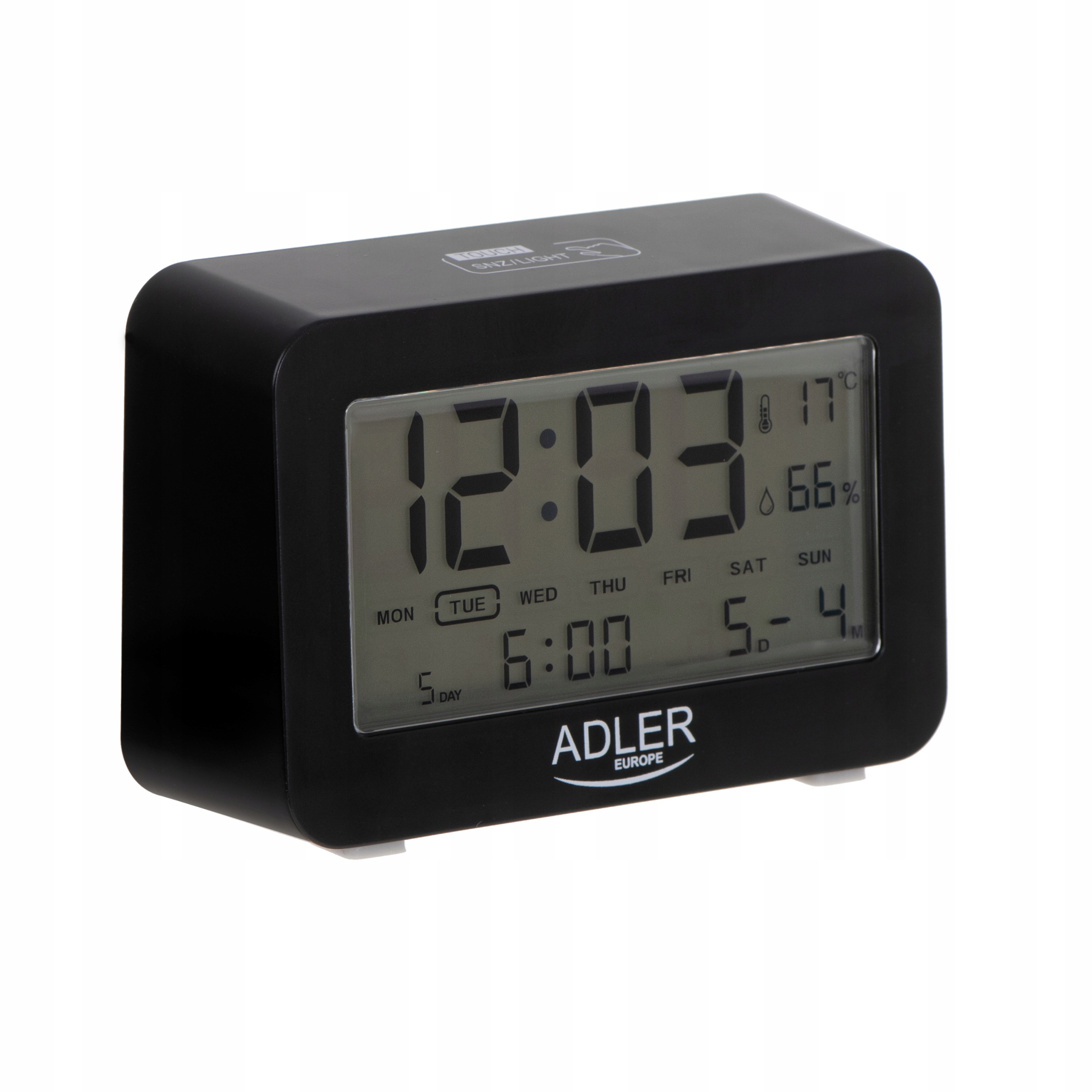 BUDZIK ZEGAR ALARM CZAS DATA TEMPERATURA 2 x AAA Kod producenta AD 1196