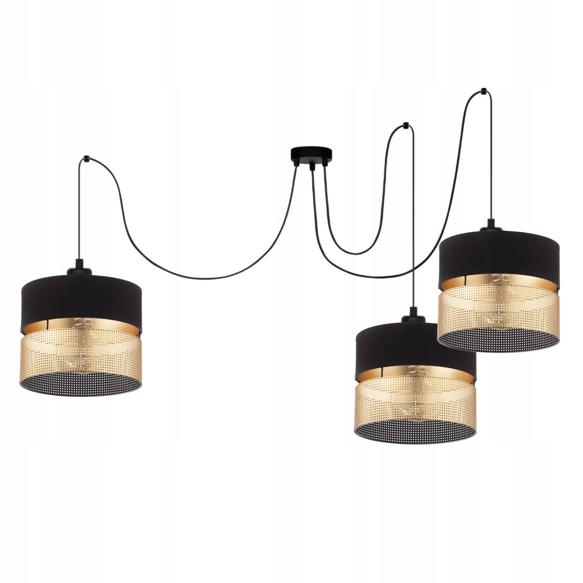 Závěsná Stropní Lampa Pavouk Stínidlo S Dírkami Zlatá E27 Led Černá Ažurová