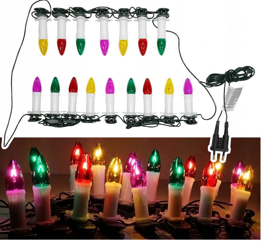 Polské Světýlka Vánoční Osvětlení Na Stromeček Svíčky klip