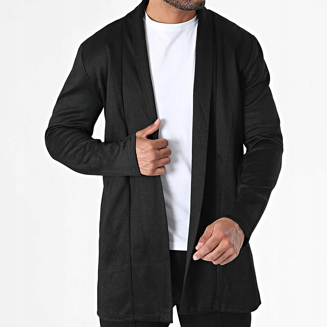 Přehoz Svetr Pánská Mikina Kardigan Lehký Prodloužený