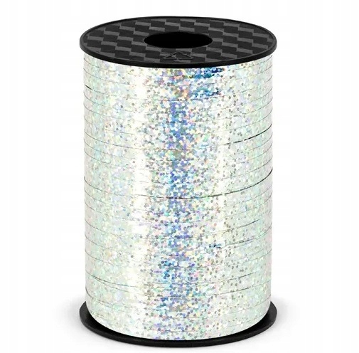 

Wstążka srebrna holograficzna tasiemka balony 225m