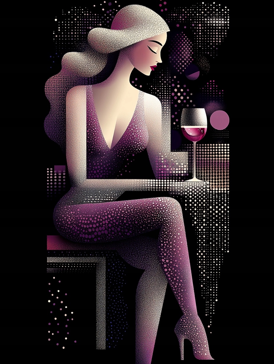 Obraz Na Plátně Canvas Žena Bar Klub Víno Retro Glamour Art Deco 60x80