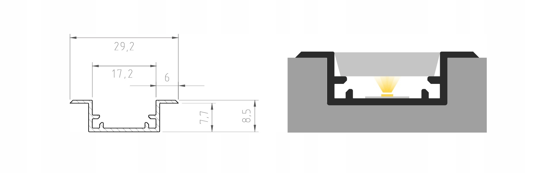 PROFIL LED DO ŁAZIENKI HERMETYCZNY WODOODPORNY P11 Marka Tech-Light