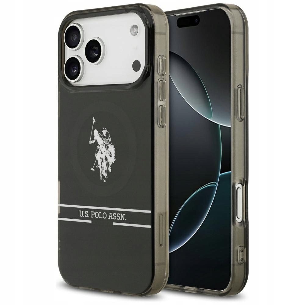 Etui Us Polo Dh and Bottom Stripe Logo MagSafe do iPhone 17 Pro Max czarny