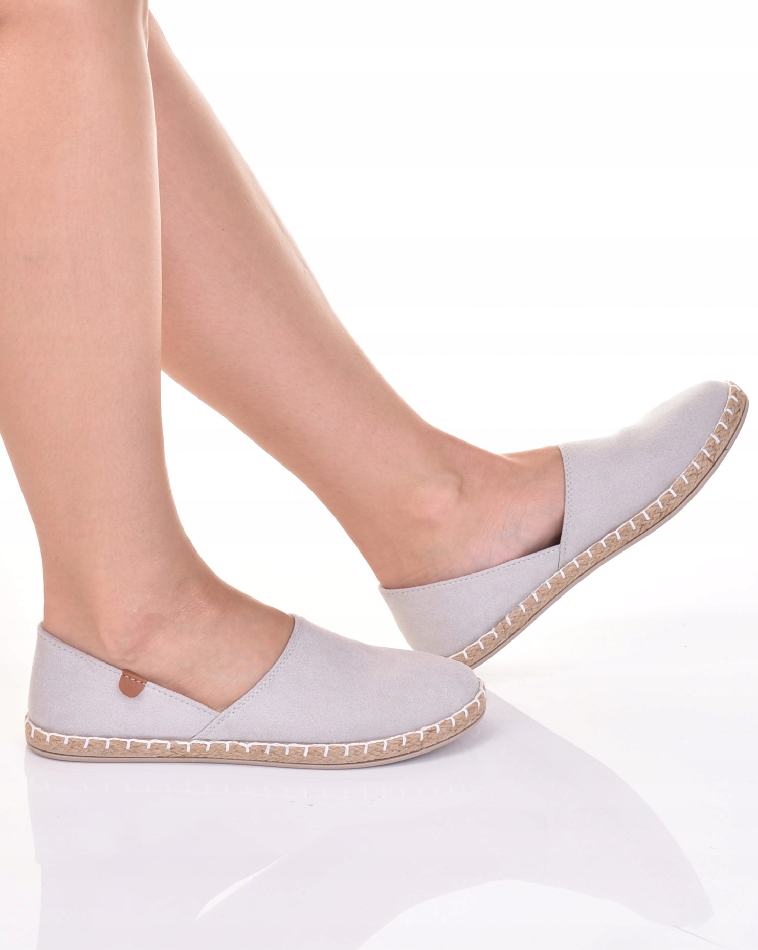 ESPADRYLE DAMSKIE LEKKIE WYKROJONE TENISÓWKI WSUWANE SZARE Rozmiar 41