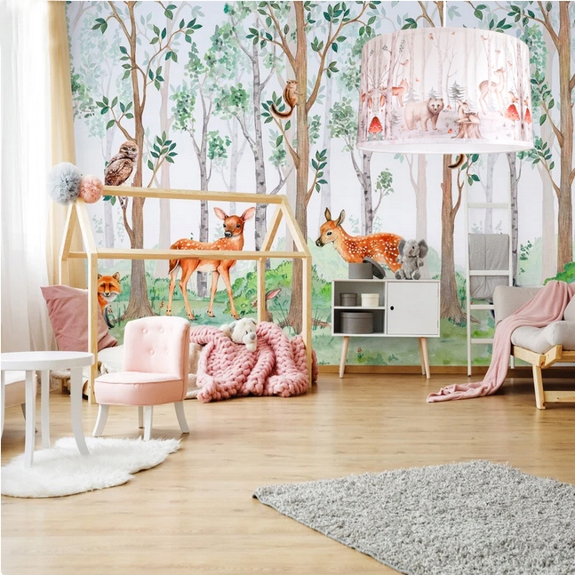 Lampa ścienna kinkiet ścienny LEŚNE ZWIERZĘTA kinkiety ścienne lampy abażur Płeć chłopcy dziewczynki unisex