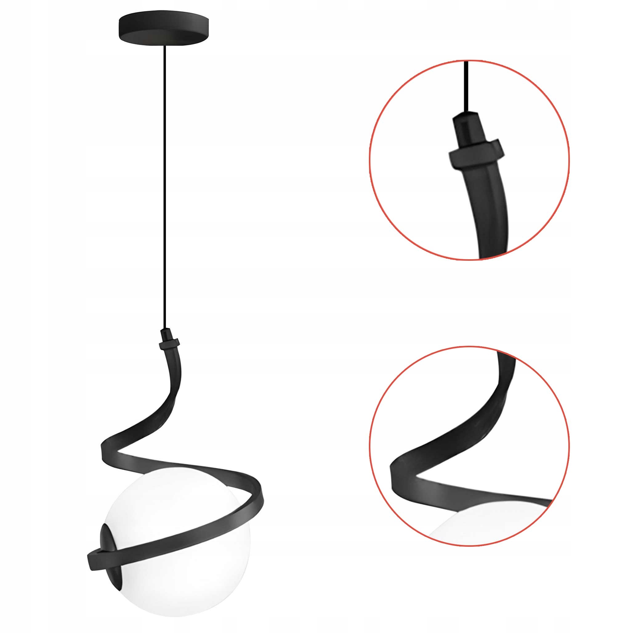 Závesná lampa Čierna biela mliečna lampa Originálna závesná lampa do obývačky