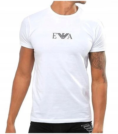 

Emporio Armani Biały T-shirt Czarne Logo Ea _ L