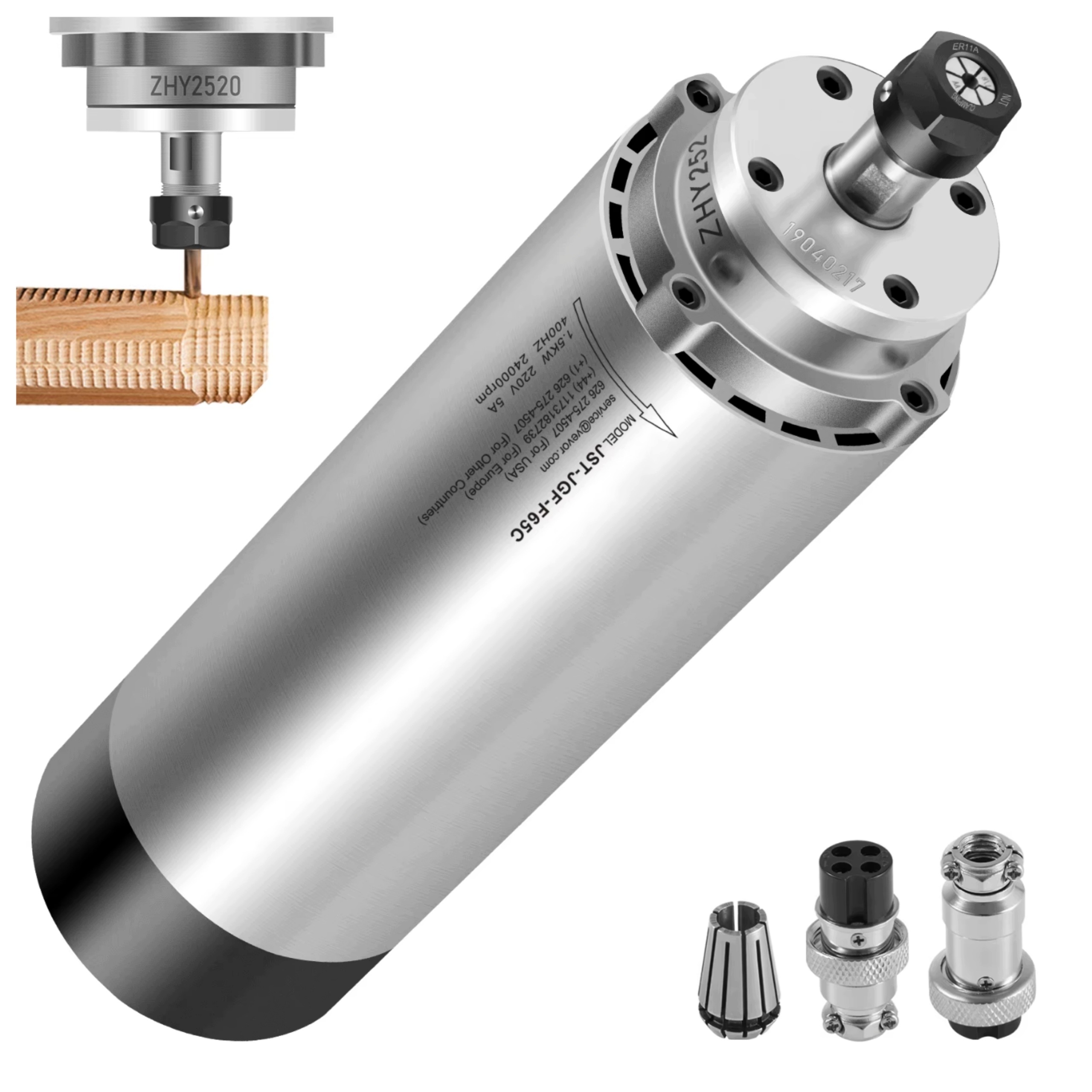 Vřetenový motor ER11 pro Cnc, 65 mm, 1,5 kW, vzduchem chlazený
