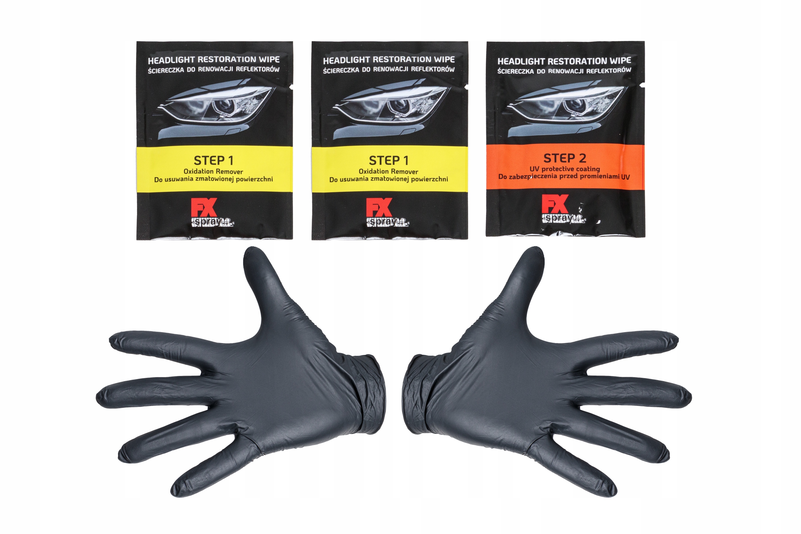 Zestaw do renowacji świateł reflektorów ŚCIERECZKI FX Spray