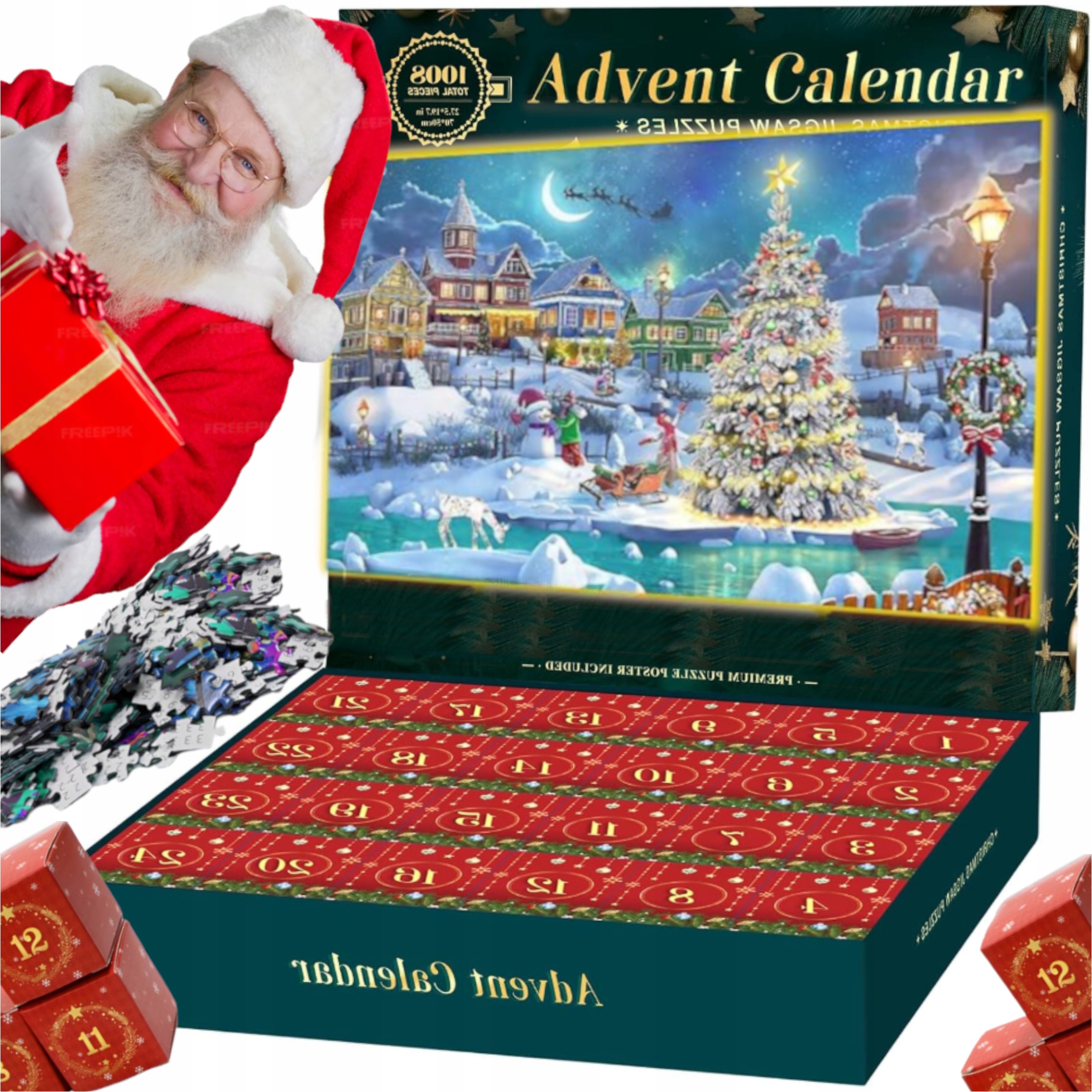 Puzzlový Adventní Kalendář 1008ks Krásný A Velký Obraz 70x50cm 24 Dní XL