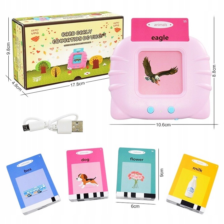 ZABAWKA DO WCZESNEJ NAUKI ANGIELSKIEGO CZYTNIK KART SŁOWA 224 KARTY PREZENT Rodzaj nauka czytania