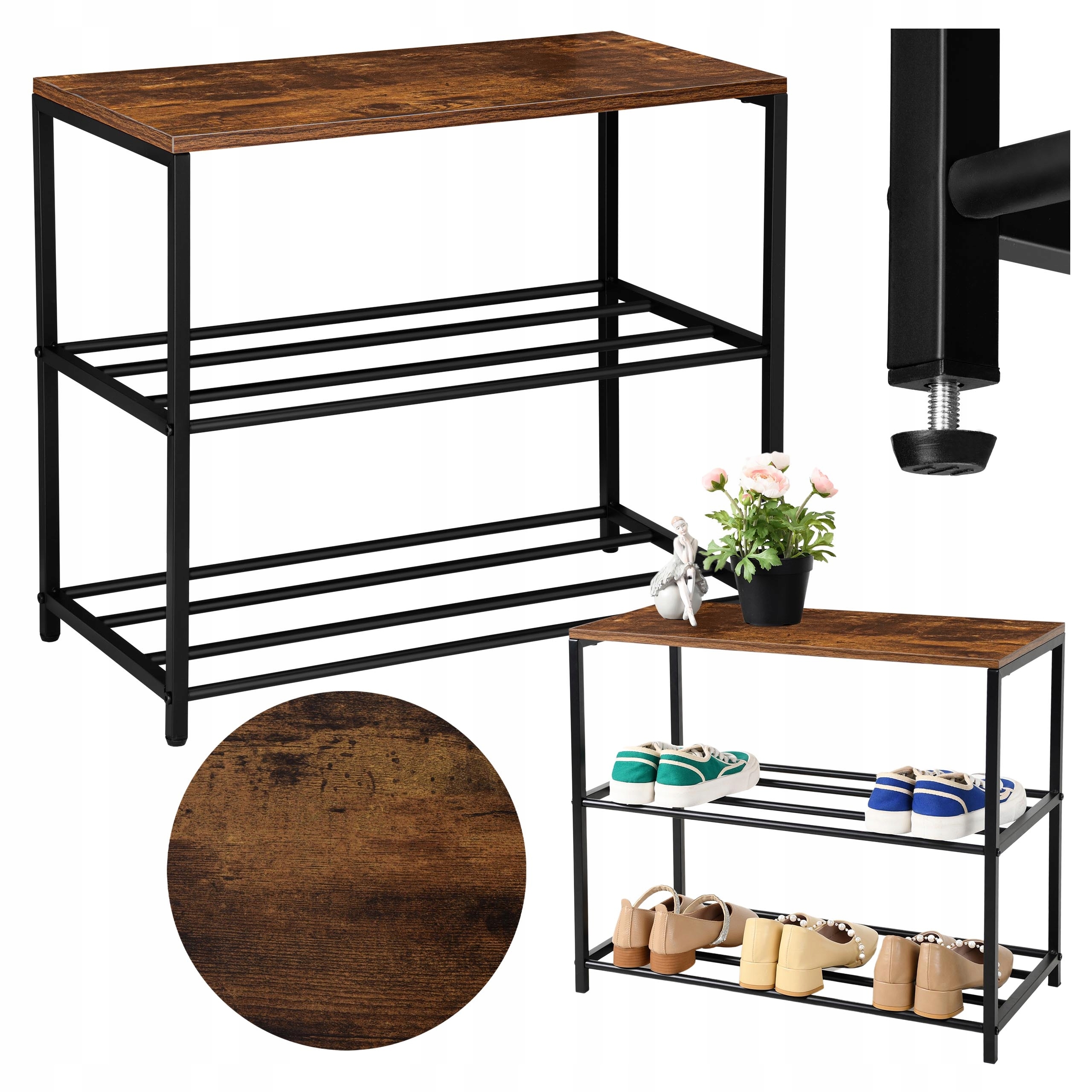 Skříňka Na Boty Se Sedákem 3 Úrovně 62x52x30 cm Dub Starý