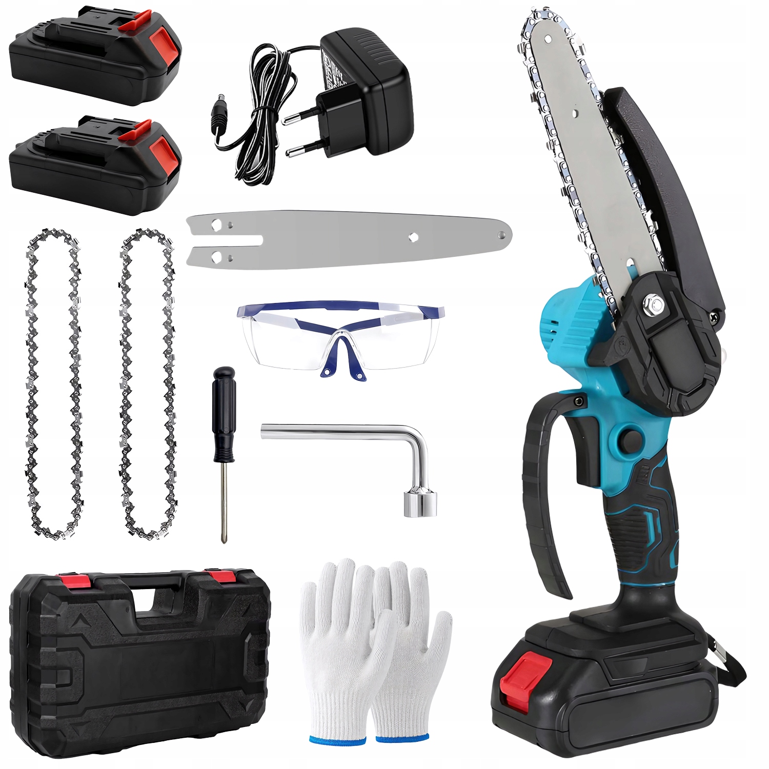 Piła Pilarka Łańcuchowa Akumulatorowa 6" 21V Gałęziówka 2XAKU Zestaw