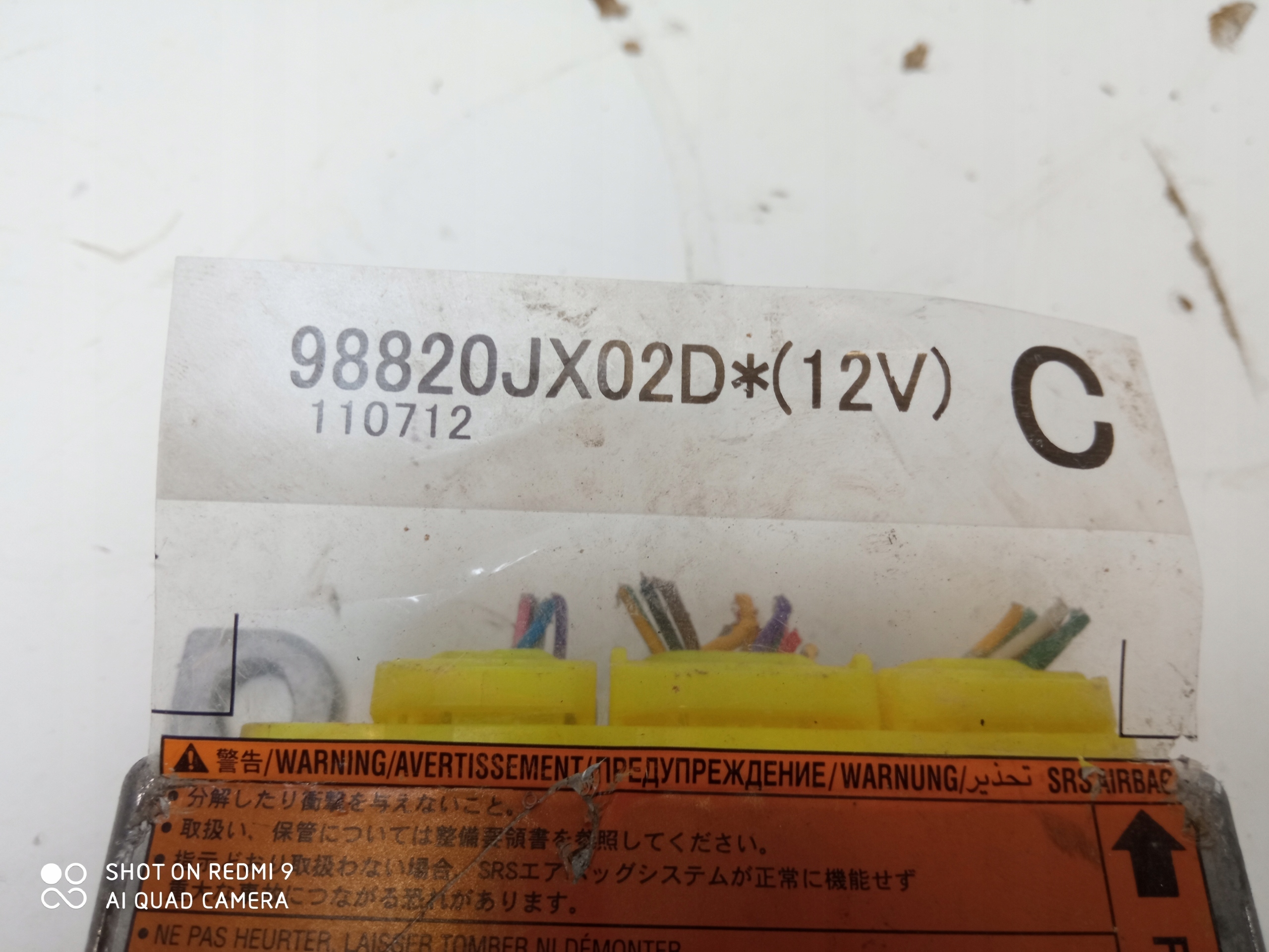 NISSAN NV200 modulo SENSOR airbag 98820JX02D