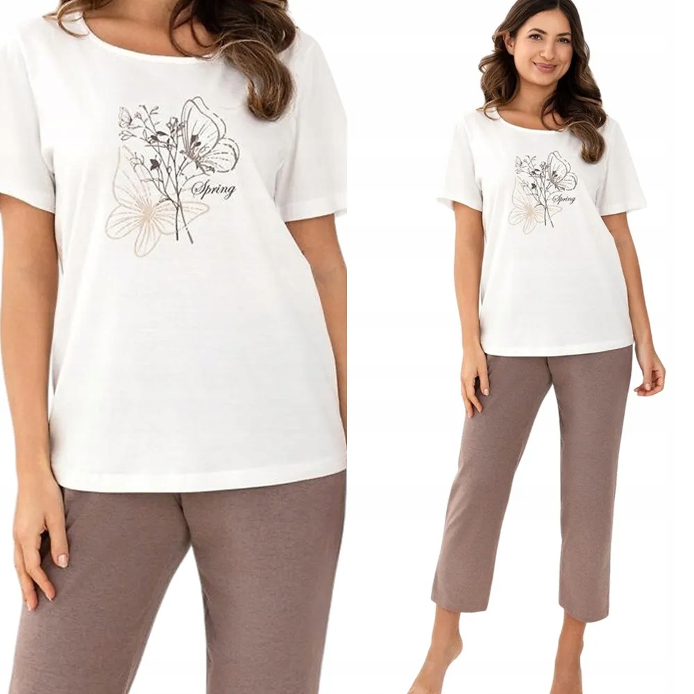 Dámské bavlněné pyžamo Regina 739 ecru S 36 Ecru