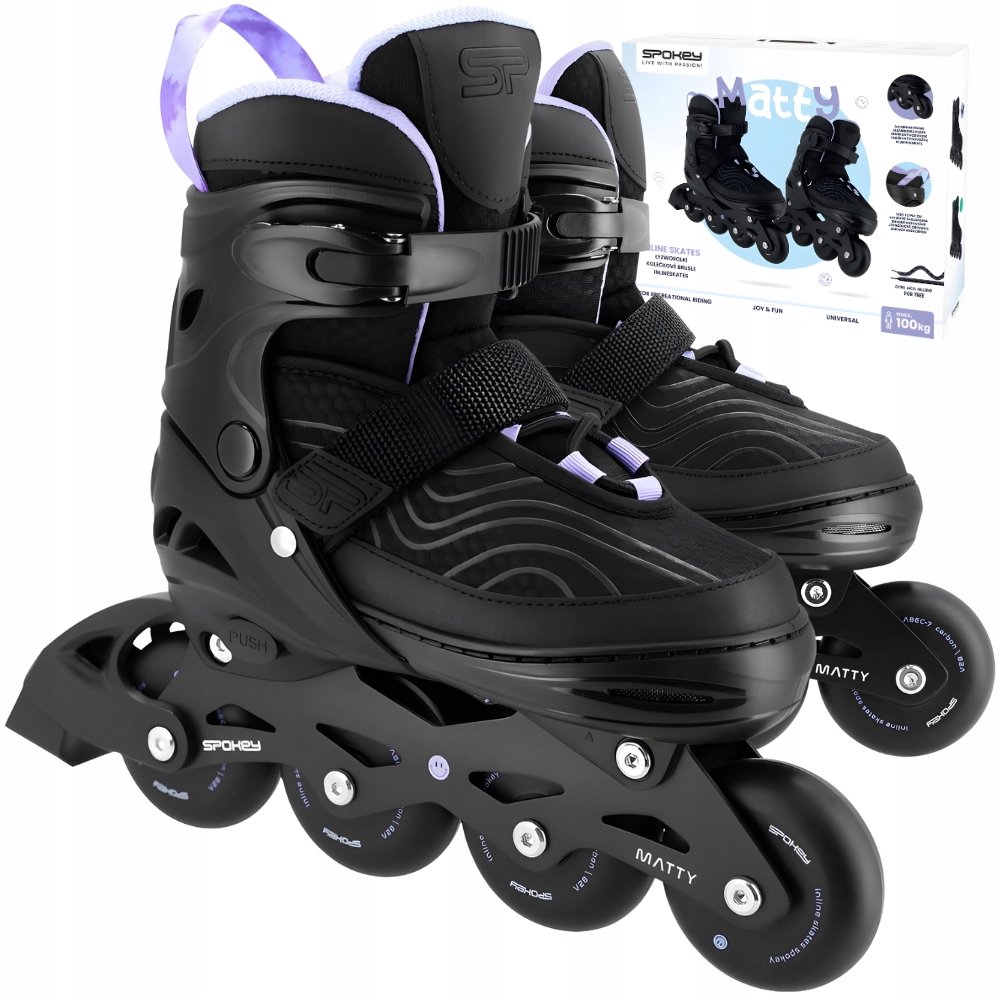 Kolečkové Brusle Nastavitelné Brusle 2v1 Rekreační dětské černé Pu kolečka Spokey
