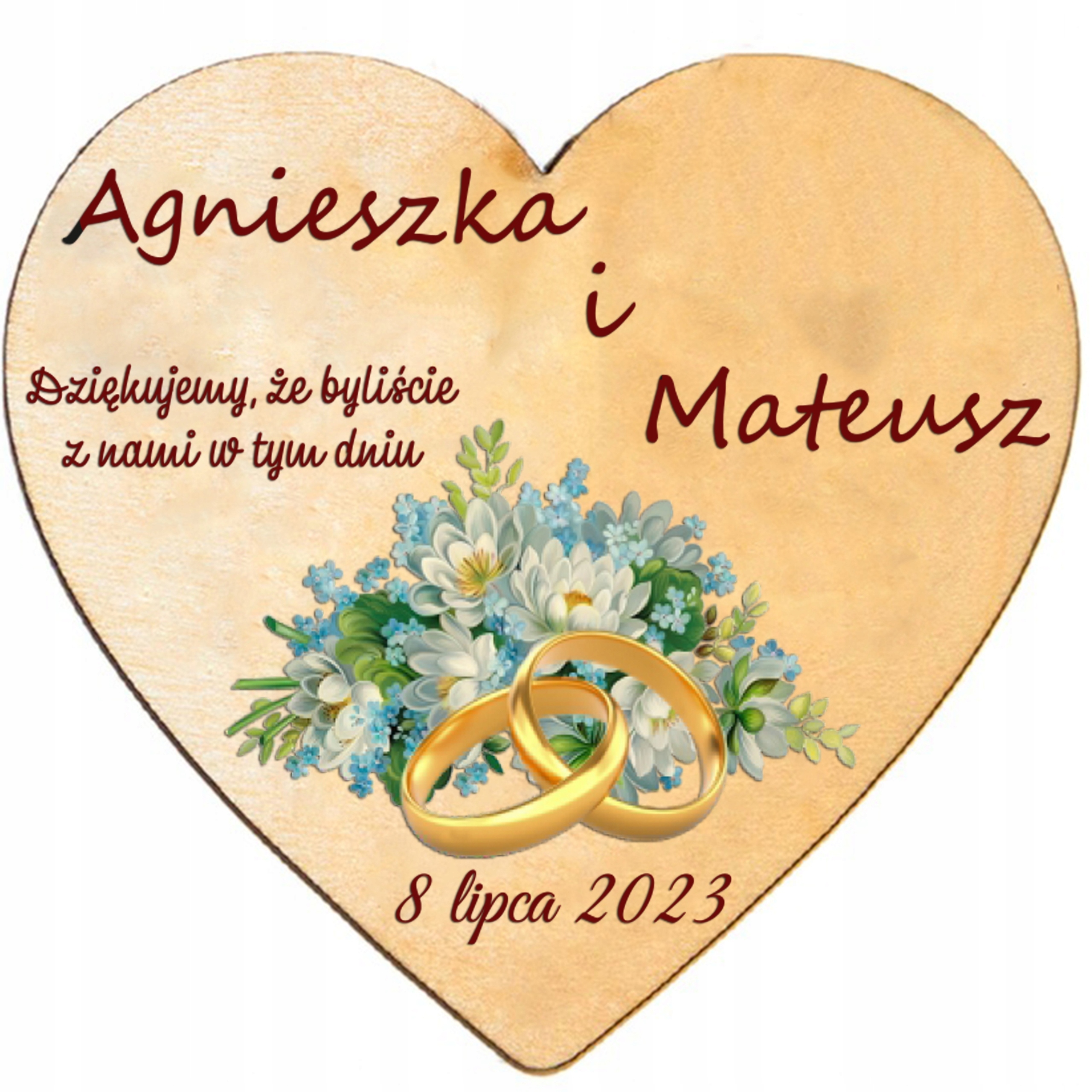 Prezent MAGNES podziękowanie na ślub ślubne wesele dla gości zestaw 10 uv Szerokość produktu 20 cm