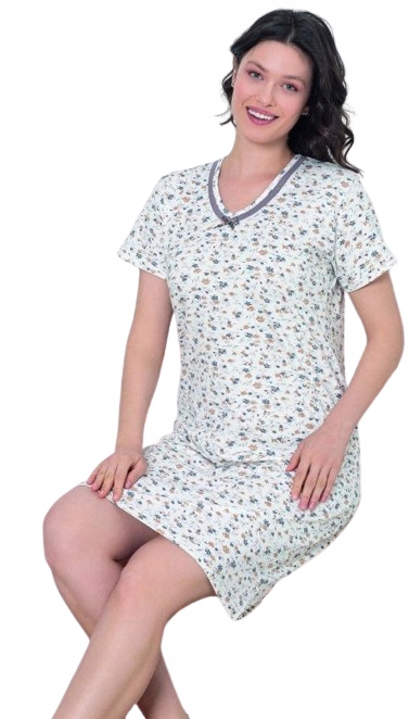 Elegantní Košile Noční Květiny Jemná Louka Výstřih Do V S Mašličkou XXL