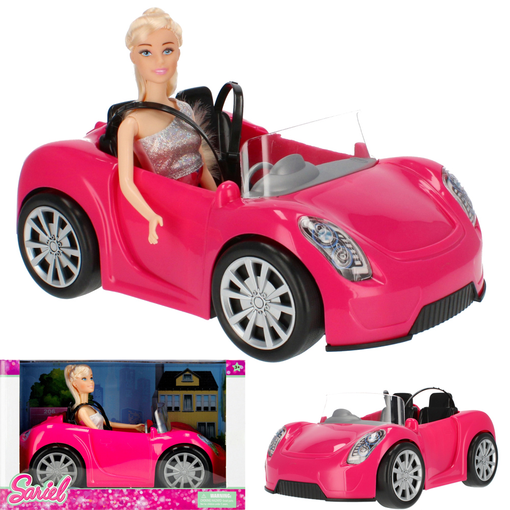 AUTO Z LALKĄ KABRIOLET RÓŻOWY