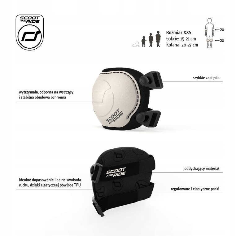 SCOOT AND RIDE Hulajnoga Jeździk 3+ + Zestaw Ochraniaczy XXS ASH + GRATIS Hamulec tak