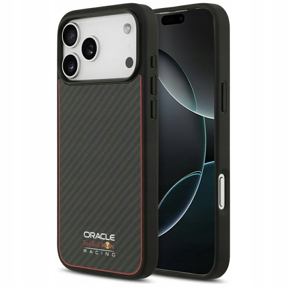 Pouzdro pro iPhone 17 Pro Max černé Kevlar MagSafe Logo Matt Apple Red Bull pouzdro
