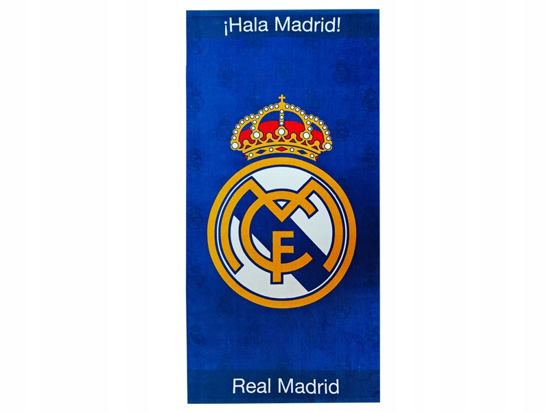 Real Madryt Ręcznik Plażowy 140 x 70 Drukowany 320G 100% Bawełna Niebieski