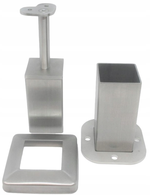 Rohové Kování 50X50 MM, Ploché Madlo, Výbrus, Nerezová Základna Sloupku