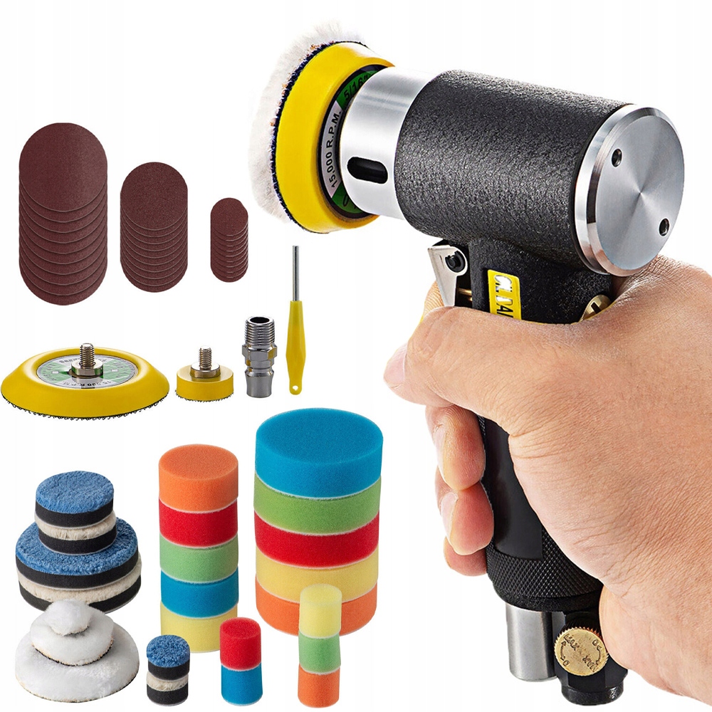 Mini Pneumatická Leštička Excentrická Bruska 25/50/75 MM Sada Leštiček