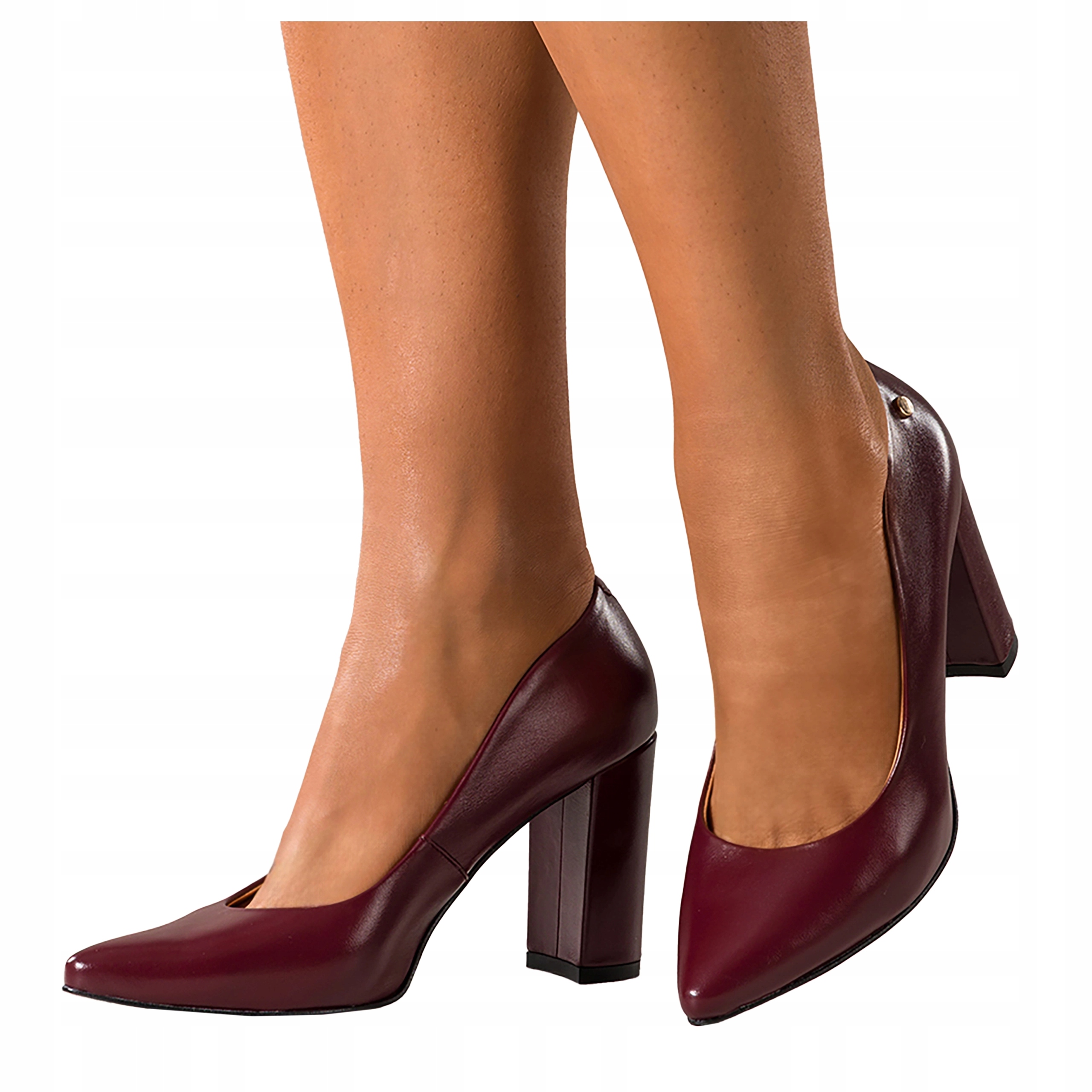 Bordové Lodičky Dámské Kožené Podpatky Sloupek Pohodlné Elegantní vel. 36