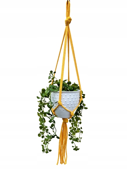 

Kwietnik wiszący makrama sznurka boho Ciemny Żółty