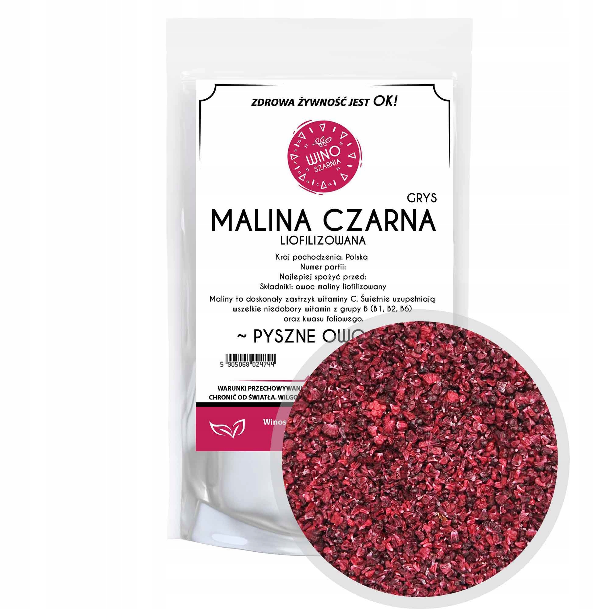 Malina czarna grys liofilizowane pyszne owoce liofilizowane 50 g