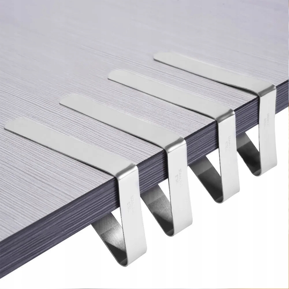 KLIPSY DO OBRUSÓW ZABEZPIECZENIE PRZED WIATREM STOŁU UCHWYT KLAMARA 12x Kolor srebrny