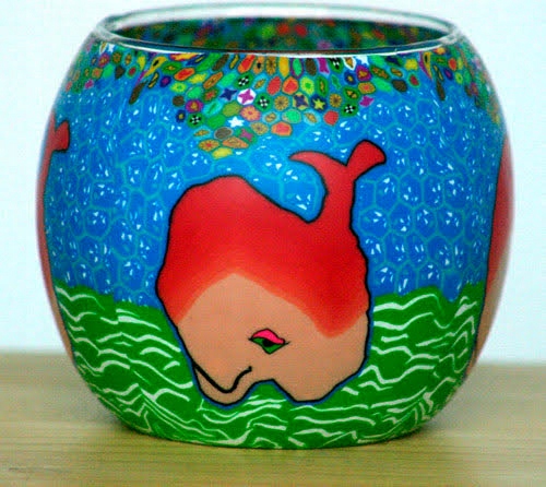 LAMPION WITRAŻOWY NA T-LIGHT MEDYTACJA JOGA Marka LEMA3D