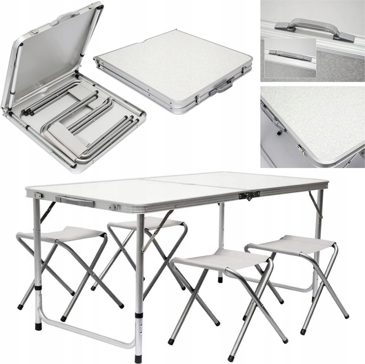 Składany stół piknikowy MaxxGarden biały 120 x 70 cm