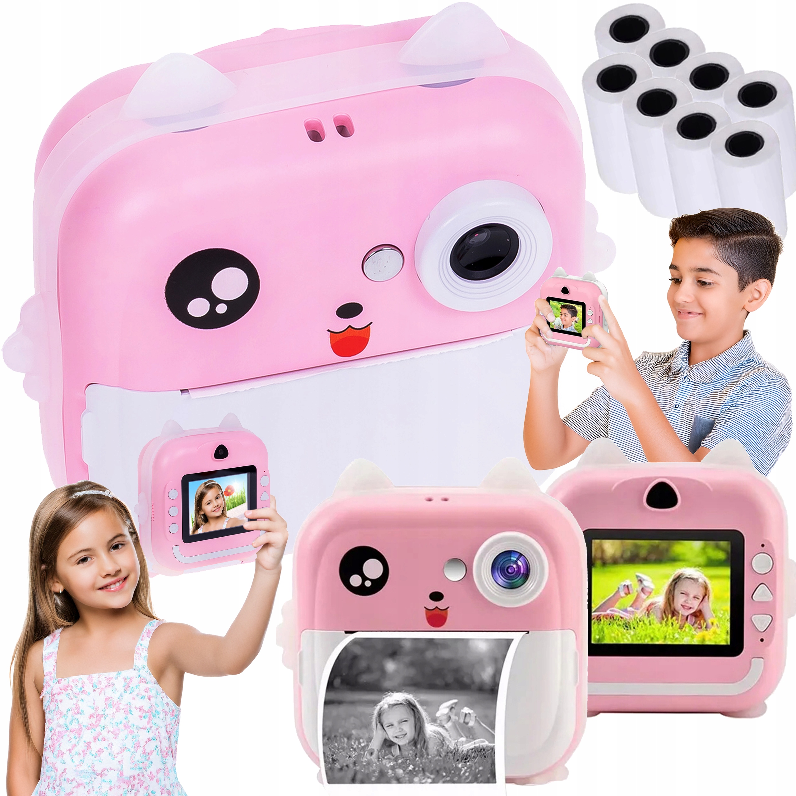 Mini Tiskárna Termálního Tisku Instantní Fotoaparát Pro Děti a 8 Rolek