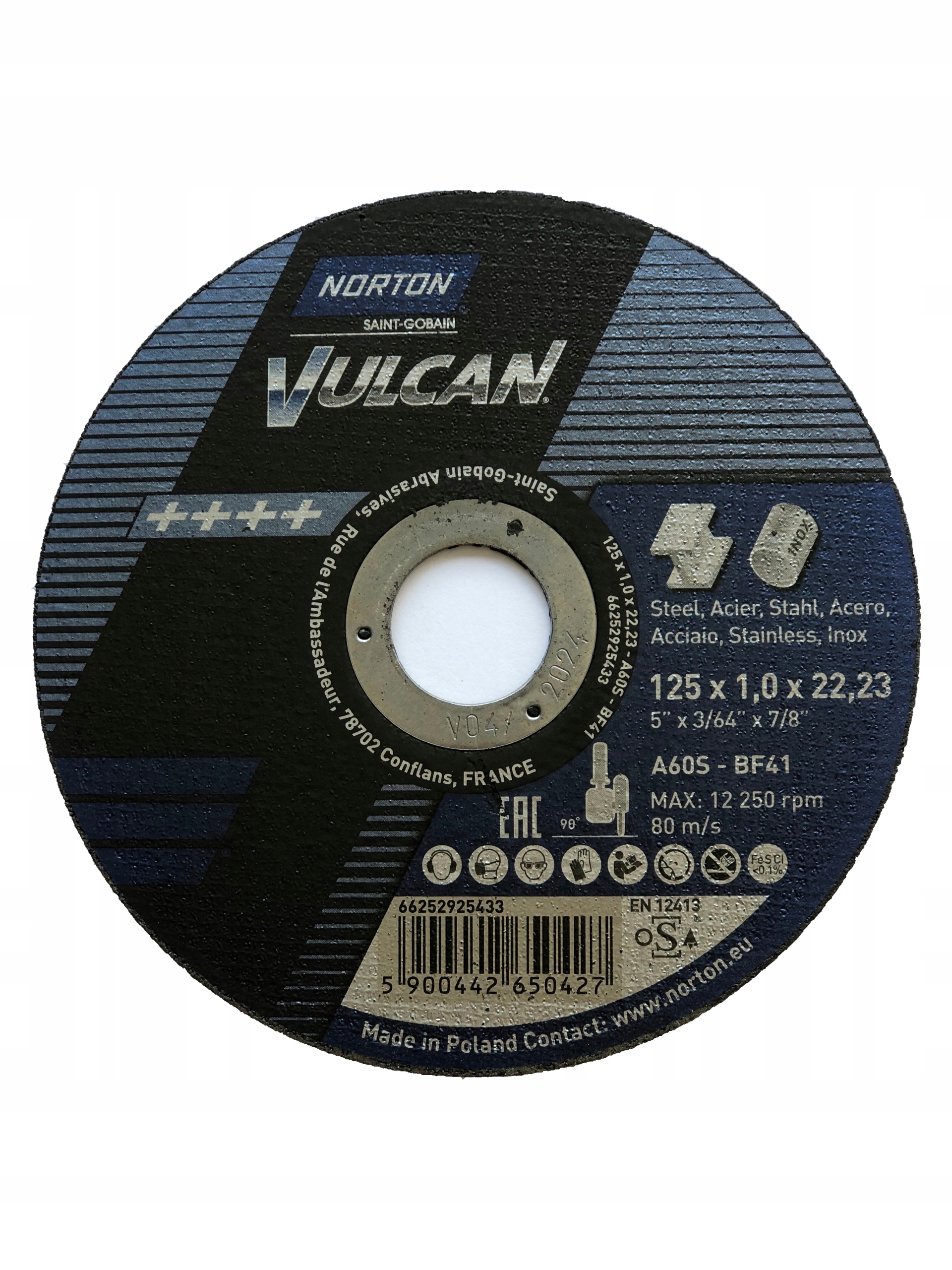 

Tarcza do cięcia metalu/inox Norton Vulcan 125x1,0
