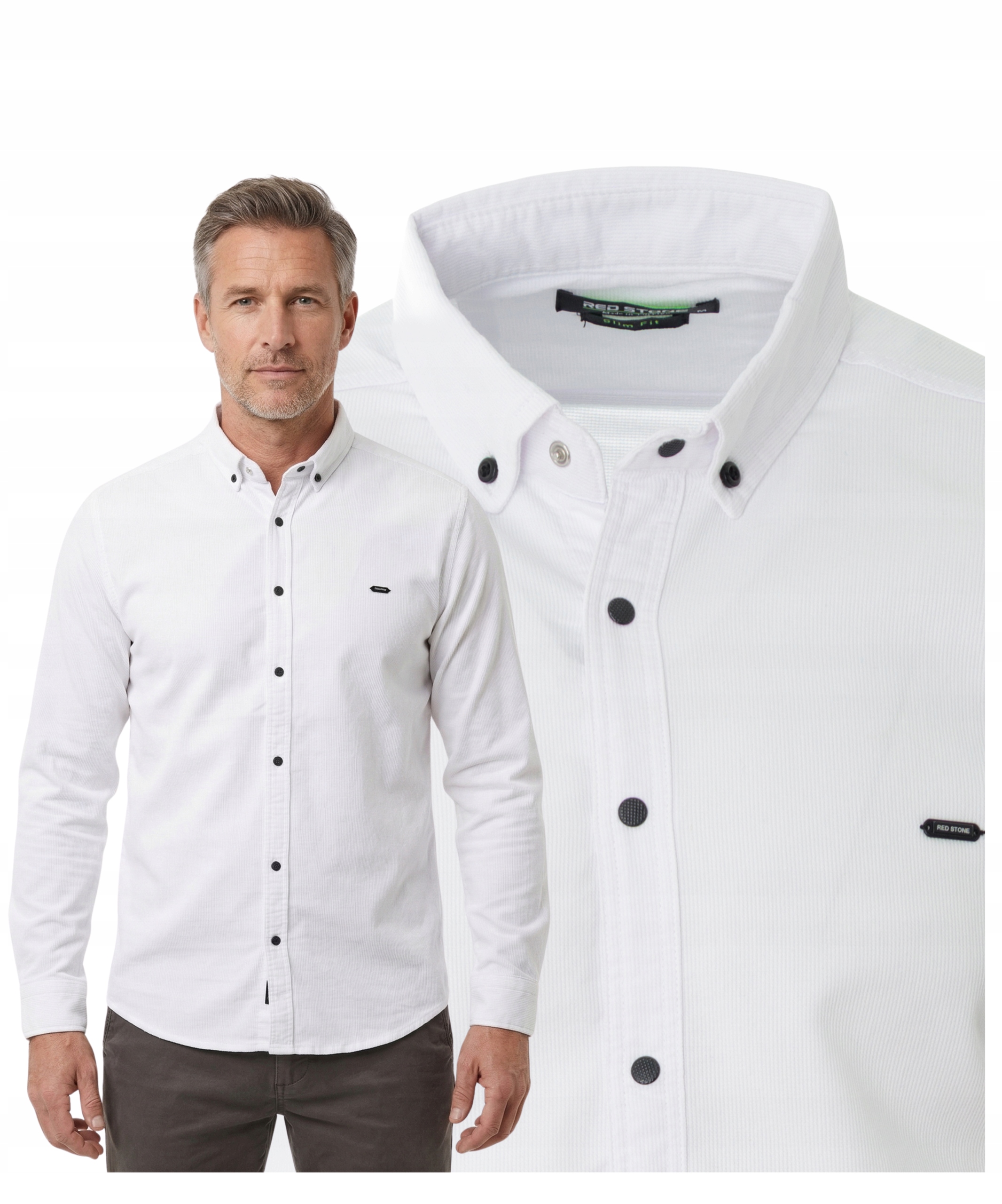 Koszula męska z długim rękawem stylowa Polo rozpinana Casual Bawełna R. XXL