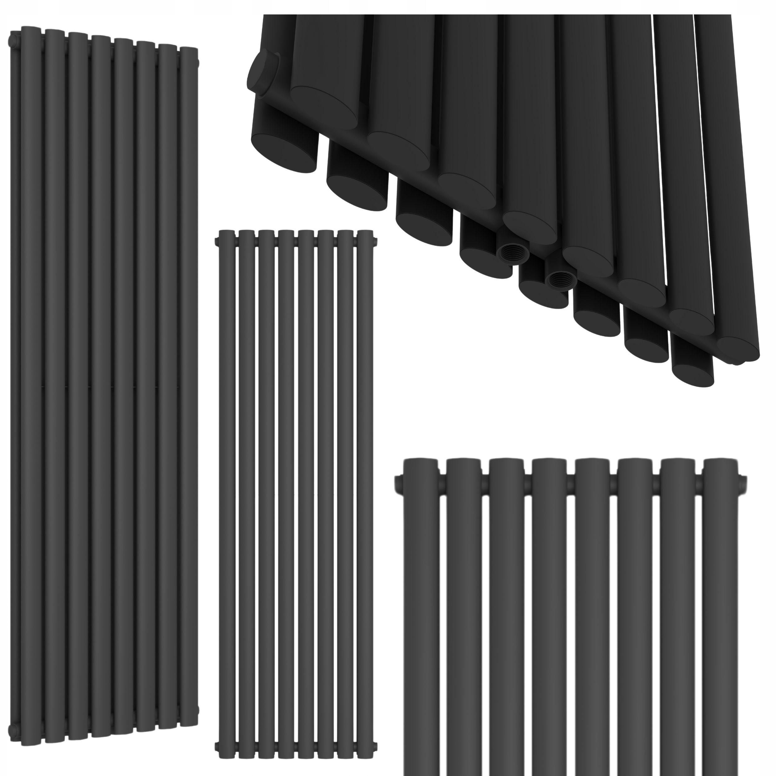 Dekorativní Vertikální Radiátor Do Obývacího Pokoje Duo Černý 1600x480