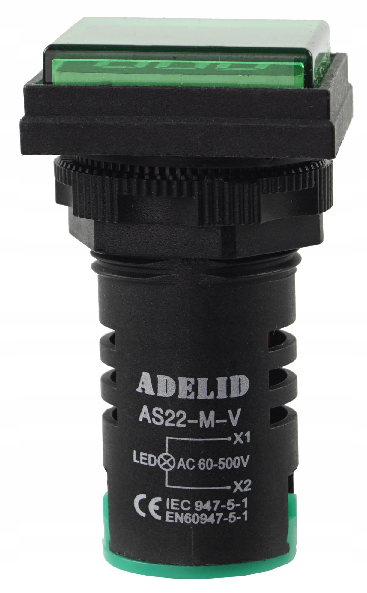 KONTROLKA WOLTOMIERZ TABLICOWY 22 MM LED 60 - 500V Kod producenta AS22-MG-V MODUŁ PANELOWY