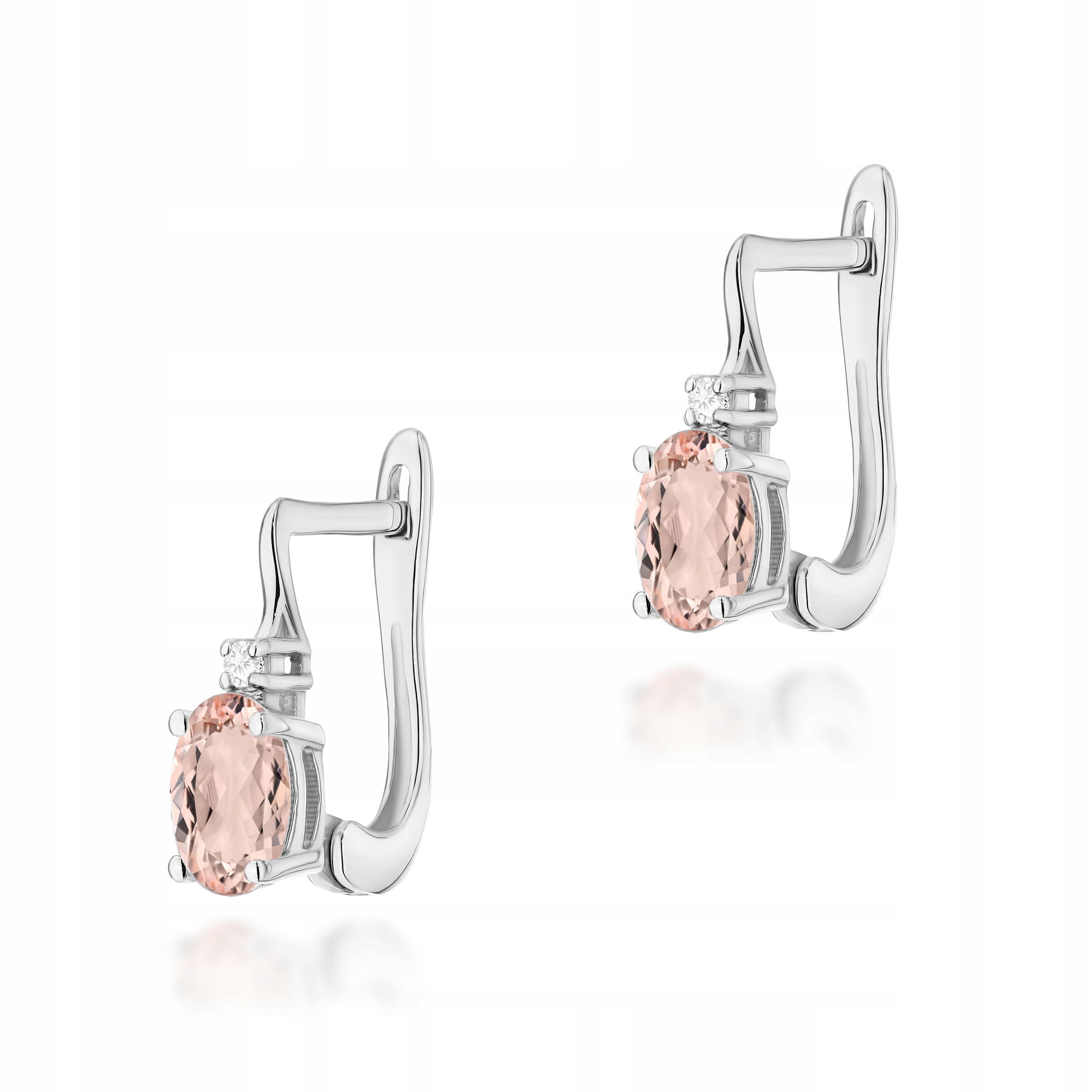 Dámské zlaté náušnice 585 s morganitem a diamanty, módní design, poutavý design pro ni