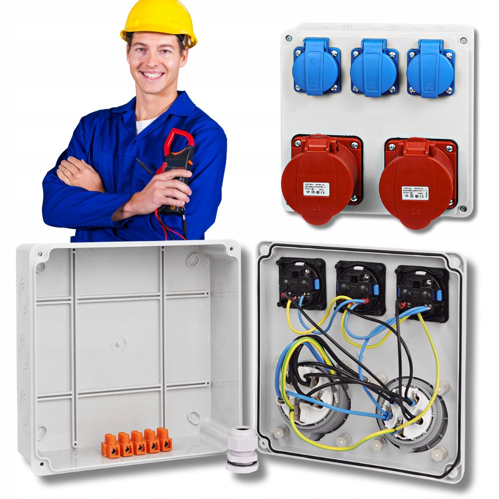 Stavební rozvaděč 32A 32/5 16A 16/5 5P 3x 230V