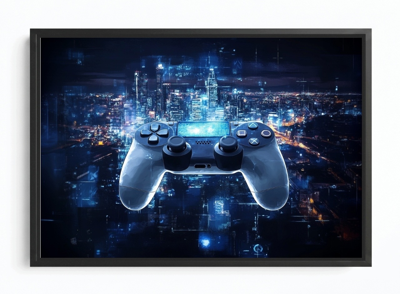 Obraz Rám American Box Gaming Hra Gamepad Konzola Kontroler Město 60x40