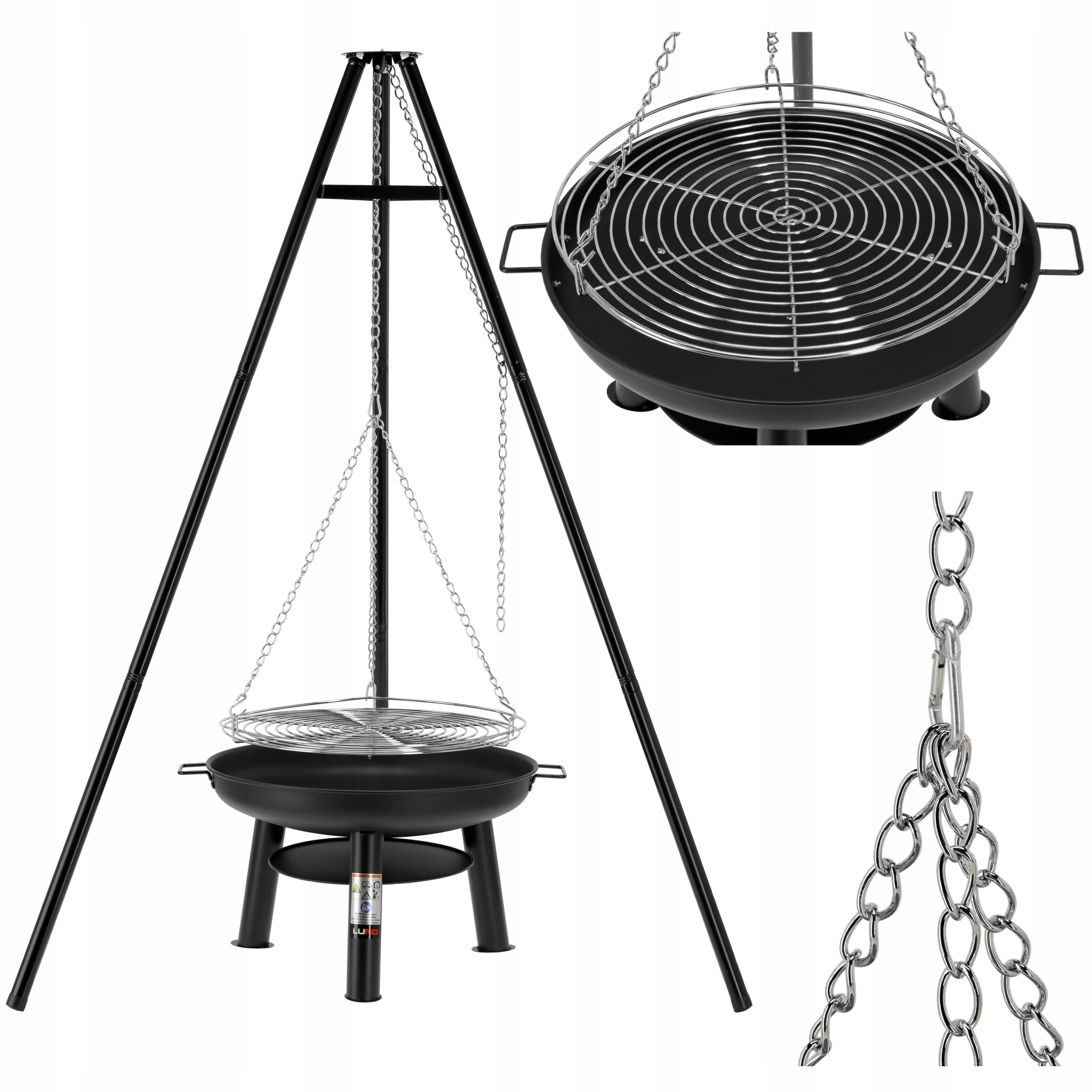 Grill Wiszący Trójnóg Ogrodowy Ogniskowy Palenisko Ruszt 61CM Lund