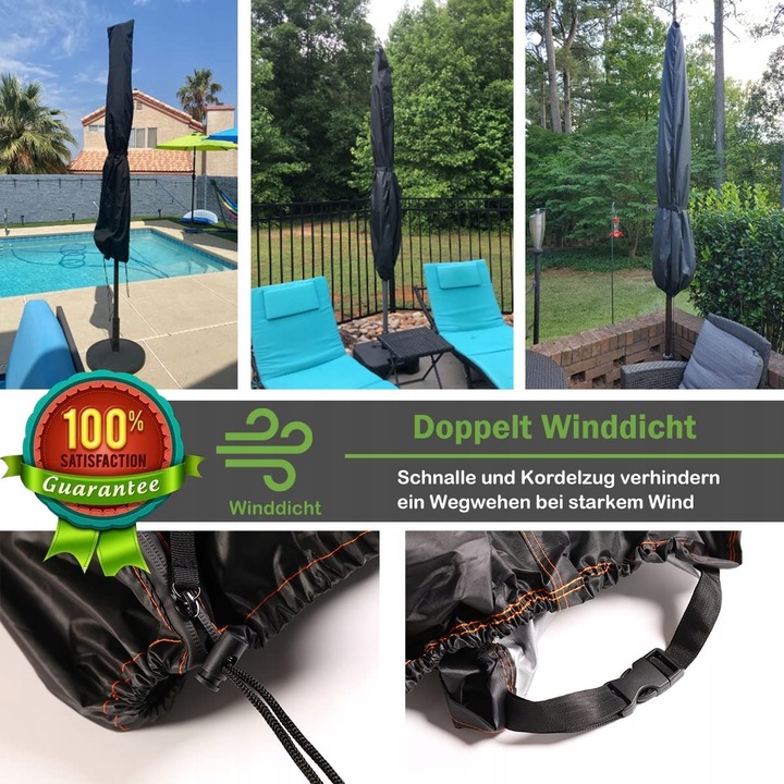 POKROWIEC NA PARASOL OGRODOWY XL ODPORNY SOLIDNY PRZYDATNY NOWOCZESNY SMART Wysokość produktu 265 cm
