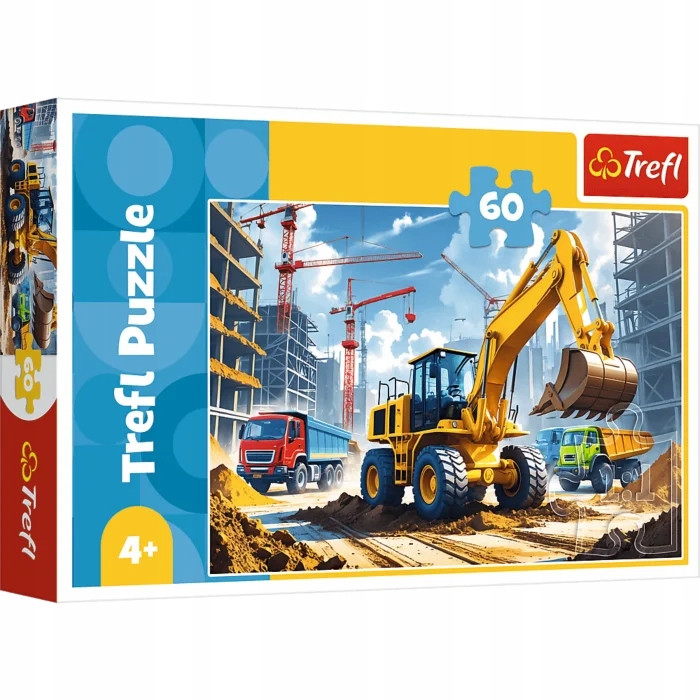Trefl Puzzle 60 elementów Traktor koparko - ładowarka Koparka 17406
